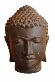 Product image 2 of the product “Buddha head, 30 cm height, cast stone, hollow, handcrafted & coloured ”